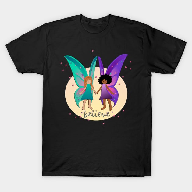 Believe -Fairy Friends - Full Moon T-Shirt by Nutmegfairy